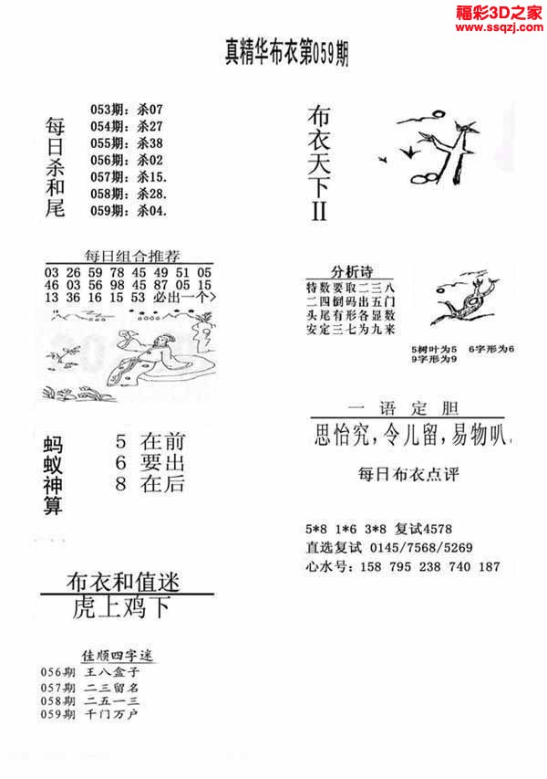 3d2022059期真精华布衣天下123456