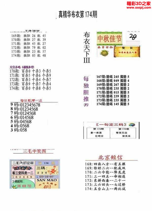 3d2022174期真精华布衣天下123456