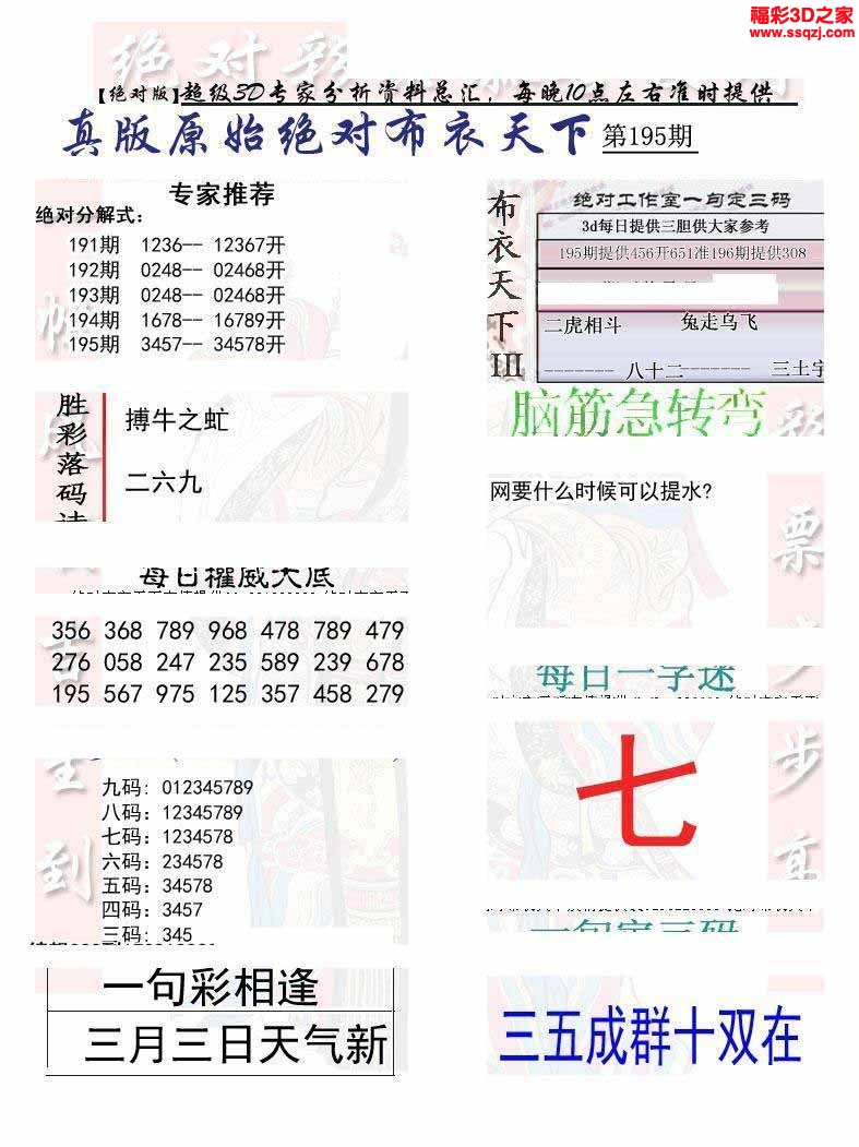 3d2022195期原始绝对布衣1234