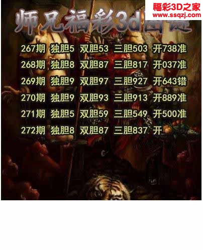 3d2022272期师兄胆码 连中