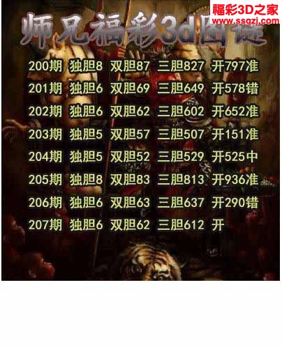 3d2022207期师兄胆码