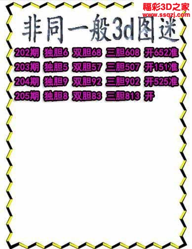 3d2022205期非同一般独胆独胆 3连中