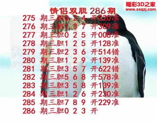 3d2022286期情侣双胆 4连中