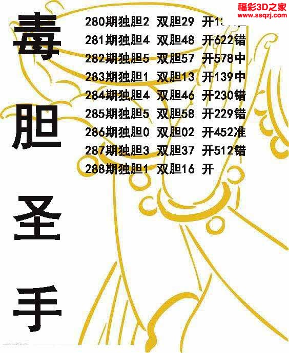 3d2022288期毒胆圣手