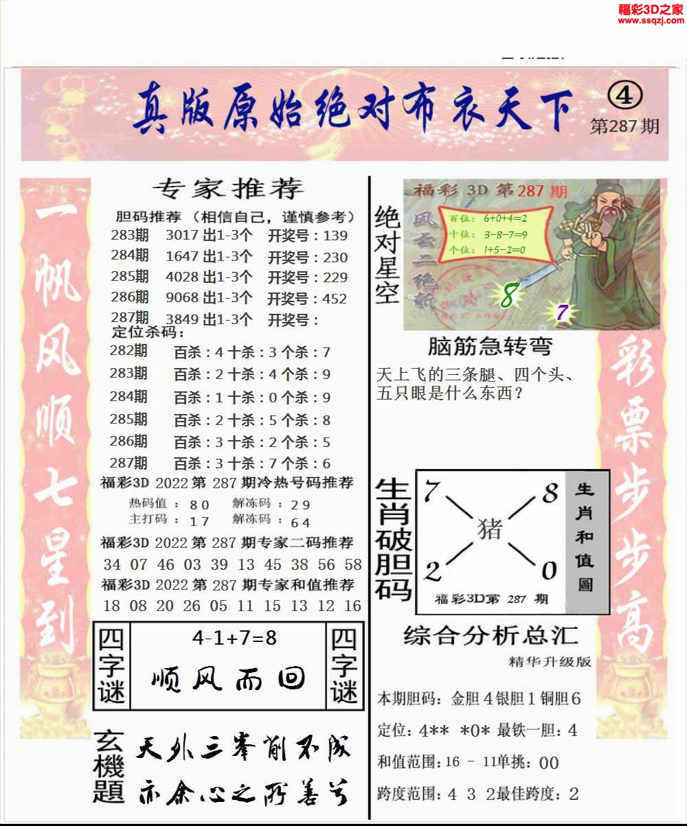 3d2022287期原始绝对布衣1234