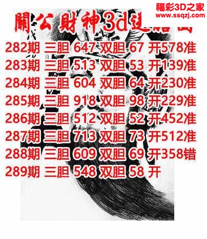 3d2022289期关公财神双胆三胆