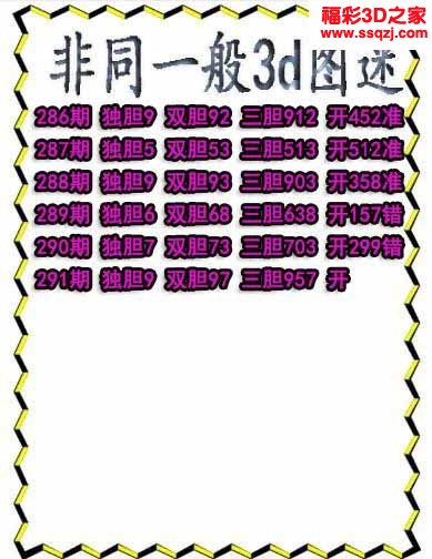 3d2022291期非同一般独胆独胆