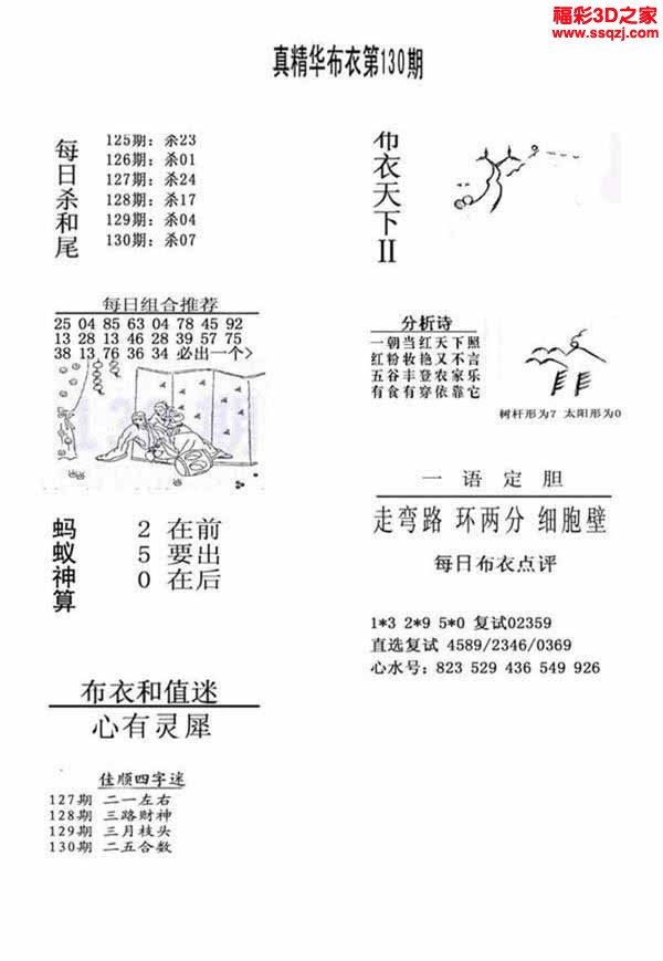 3d2022130期真精华布衣天下123456