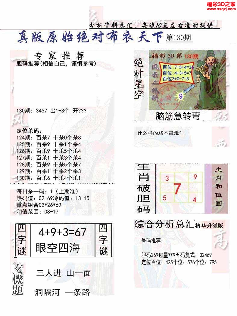 3d2022130期原始绝对布衣1234
