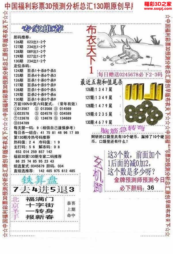 3d2022130期精华早版布衣12