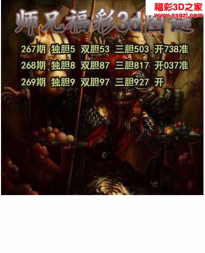 3d2022269期师兄胆码 连中
