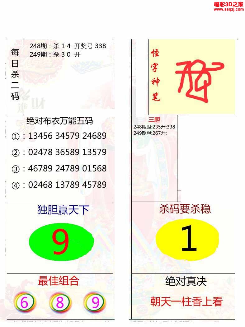 3d2022249期原始绝对布衣1234