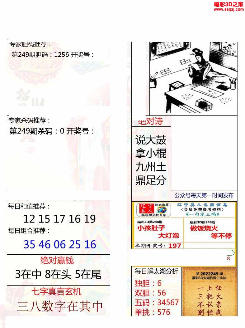 3d2022249期原始绝对布衣1234