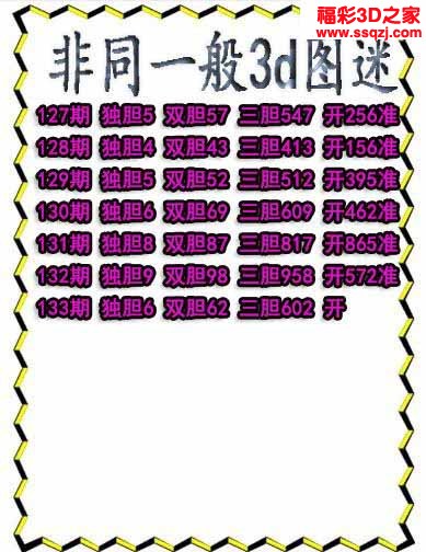 3d2022133期非同一般独胆独胆 6连中
