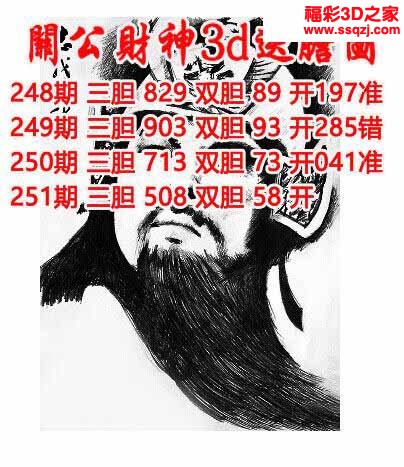 3d2022251期关公财神双胆三胆 中1