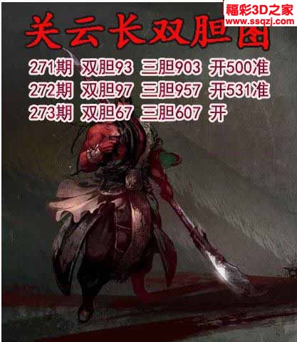 3d2022273期关云长双胆 连中