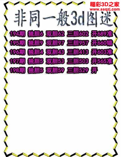 3d2022198期非同一般独胆独胆 连中