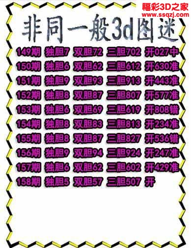 3d2022158期非同一般独胆独胆 连中
