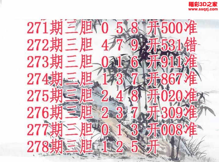 3d2022278期紫竹双胆 5连中