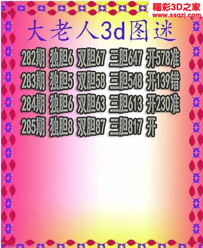 3d2022285期大老人三胆 中3