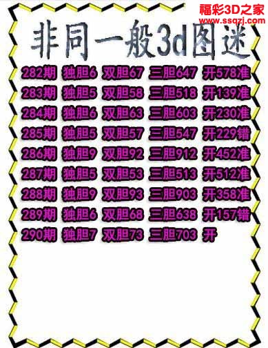 3d2022290期非同一般独胆独胆