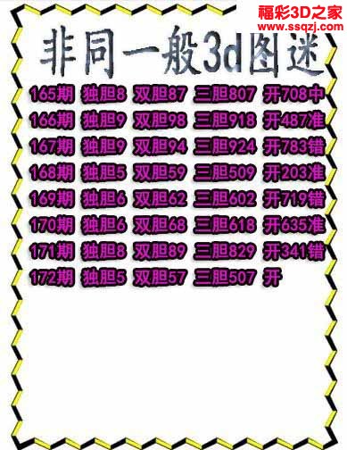 3d2022172期非同一般独胆独胆