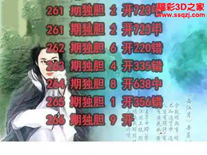 3d2023266期神仙姐姐独胆