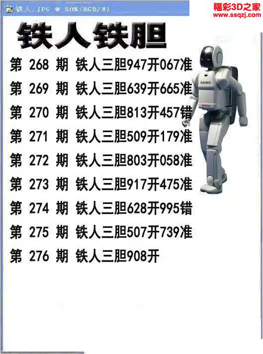 3d2023276期铁人铁胆 中7