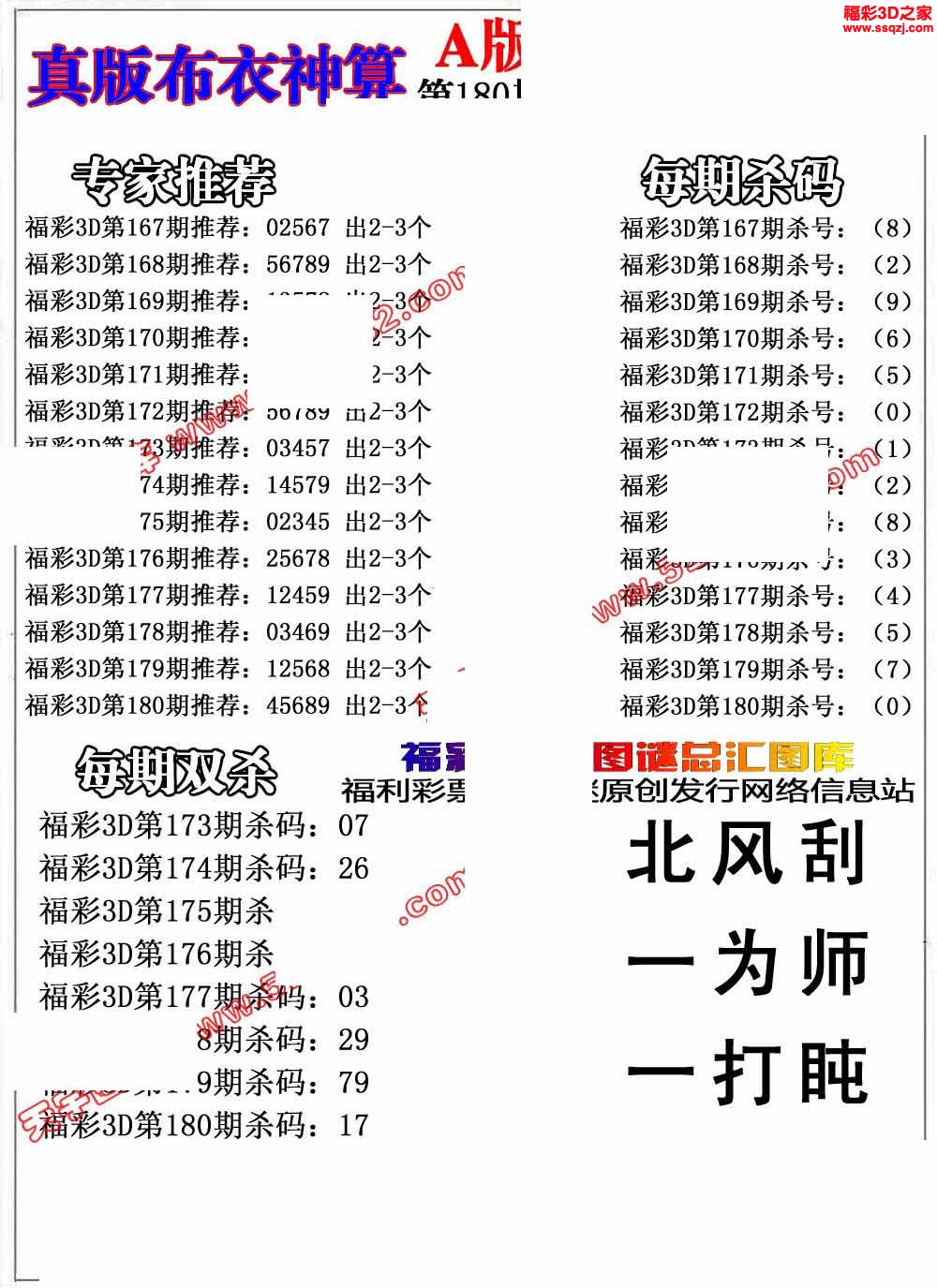 3d2022180期布衣神算AB版