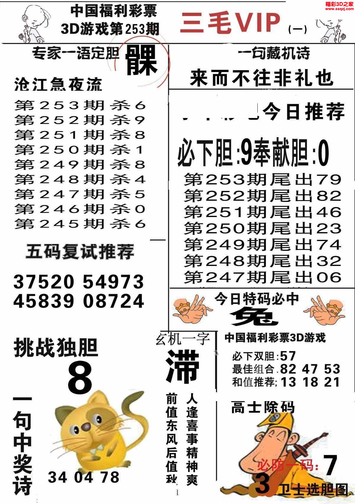 3d2022253期三毛图库第一版