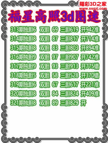 3d2022321期福星高照独胆 连中