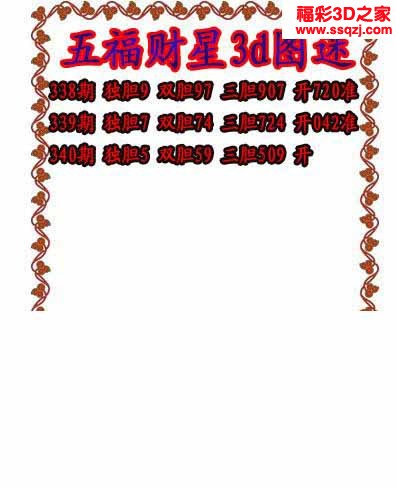 3d2022340期五福财星独胆图 连中