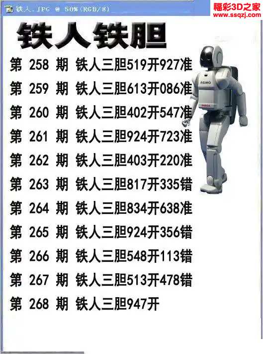 3d2023268期铁人铁胆