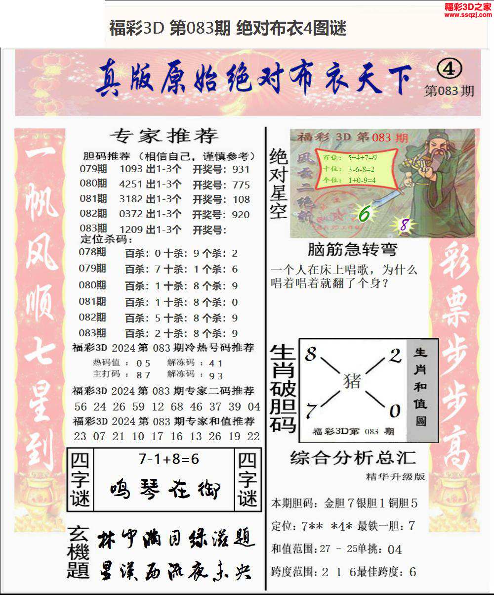 3d2024083期原始绝对布衣1234