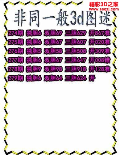3d2022279期非同一般独胆独胆 中1