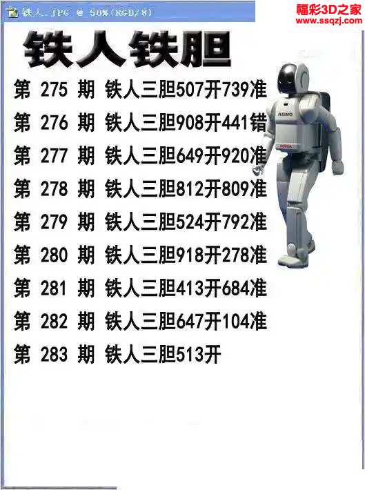 3d2023283期铁人铁胆 6连中