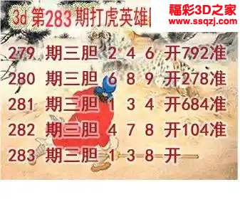 3d2023283期打虎英雄图谜 6连中