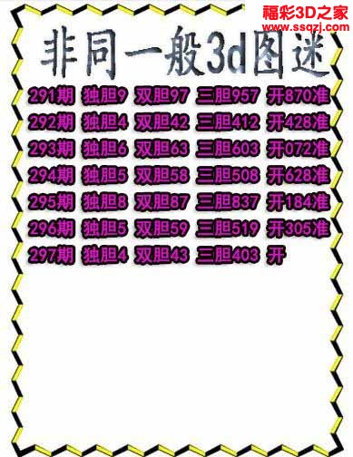 3d2022297期非同一般独胆独胆 6连中