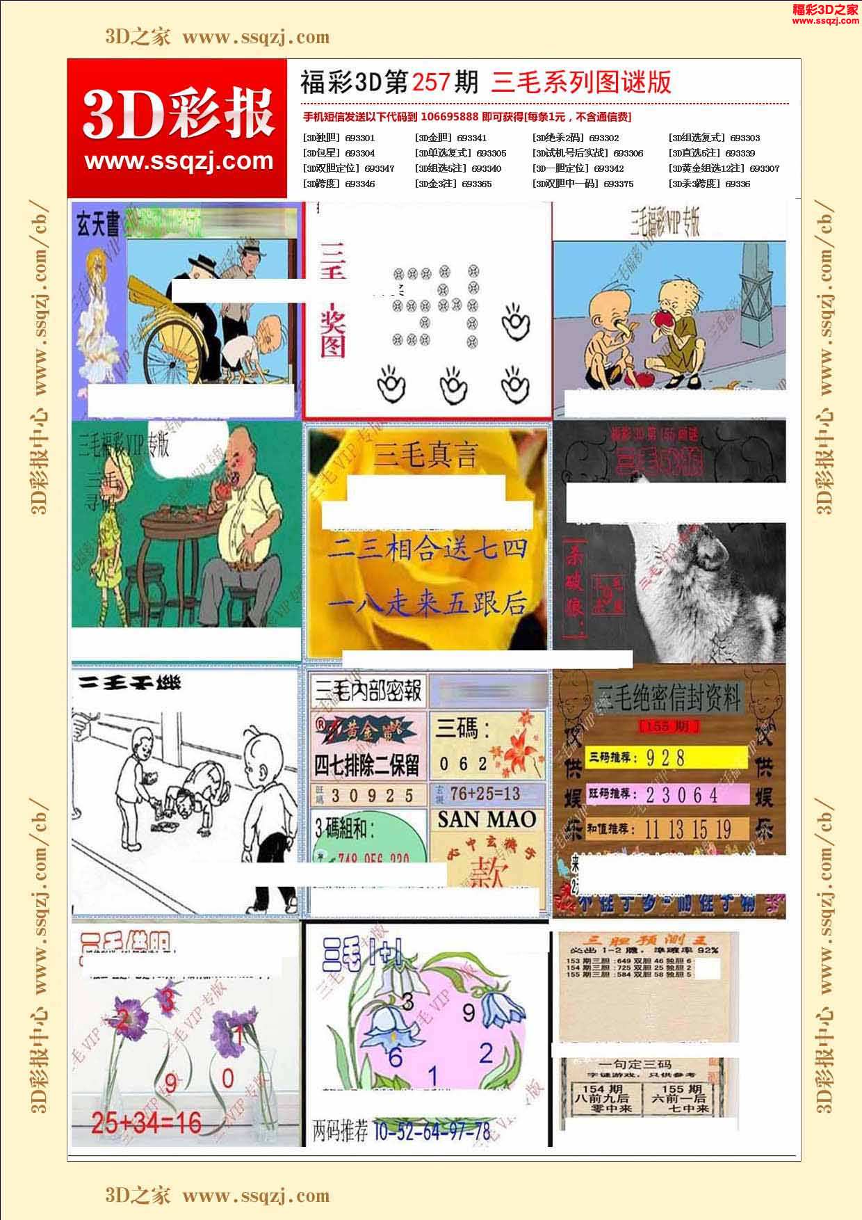 3d2023257期三毛系列图谜版