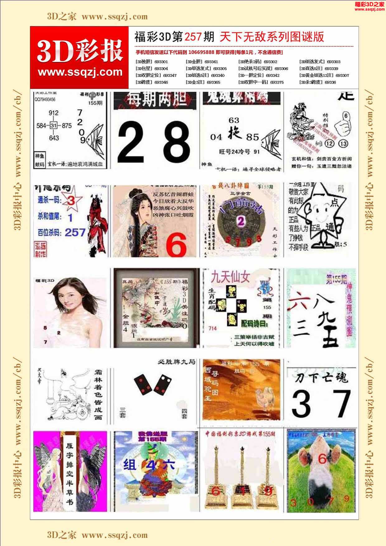 3d2023257期天下无敌图谜版