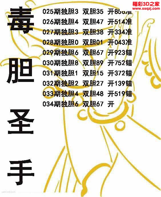 3d2023034期毒胆圣手