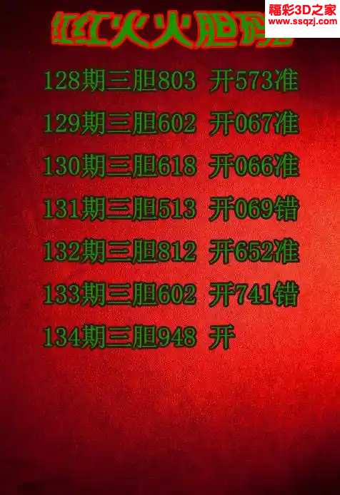 3d2024134期红红火火胆码图谜