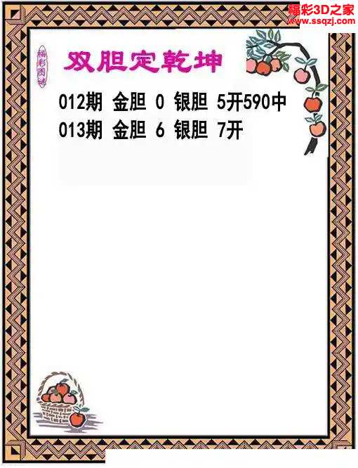3d2024013期双胆定乾坤 中05