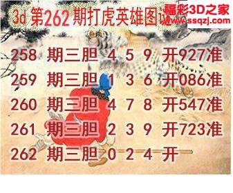 3d2023262期打虎英雄图谜 8连中