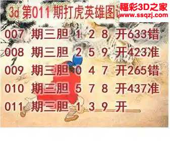 3d2024011期打虎英雄图谜 中7