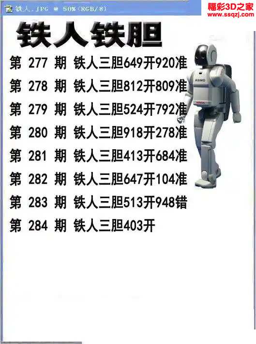 3d2023284期铁人铁胆