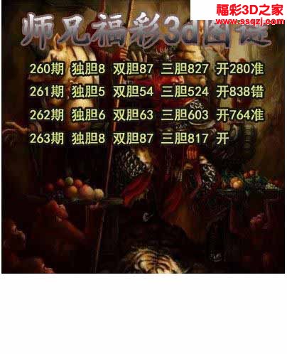 3d2022263期师兄胆码 中6