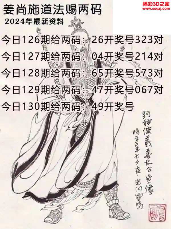 3d2024130期姜子牙赏赐两码 4连中