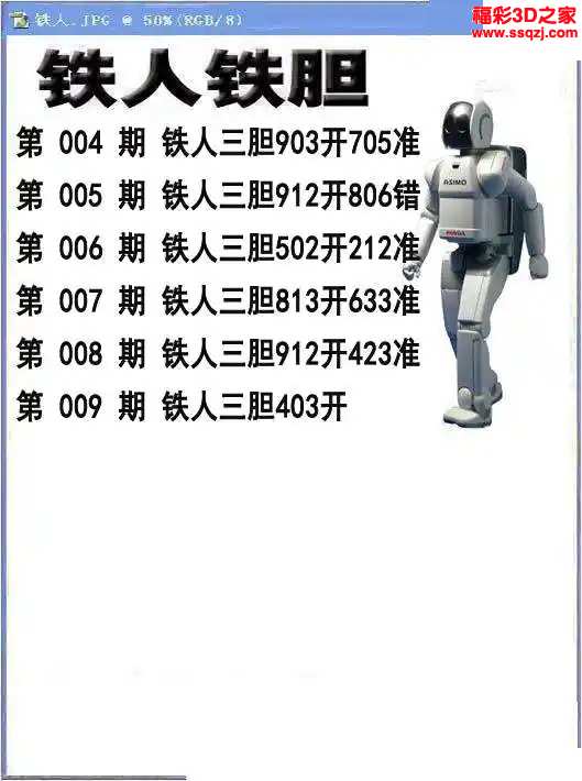 3d2024009期铁人铁胆 3连中