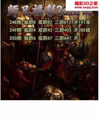 3d2022250期师兄胆码